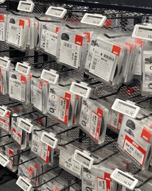 Edgeline electronic shelf labels on shelves — example 1